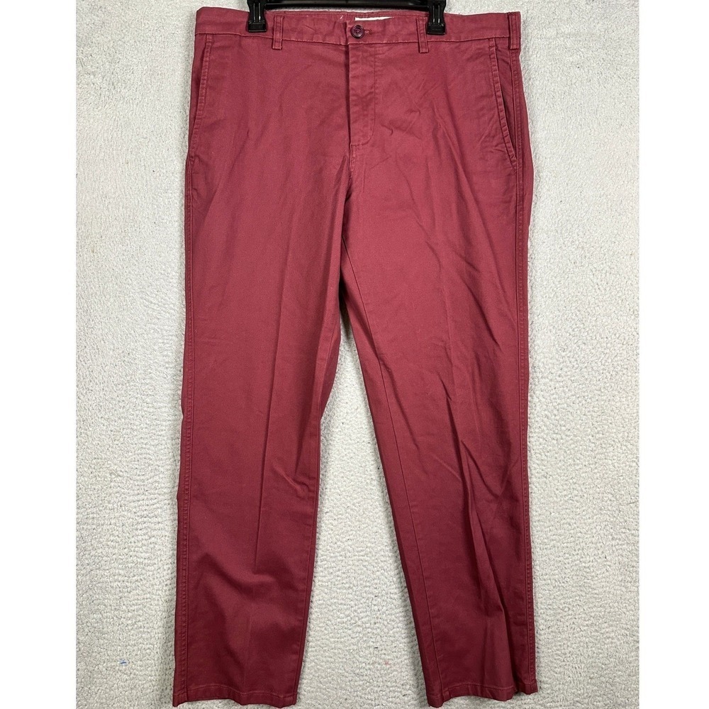 NEW Joseph Abboud Pants Mens 38X32 Maroon Khaki Chino Stretch Flat Front Pockets